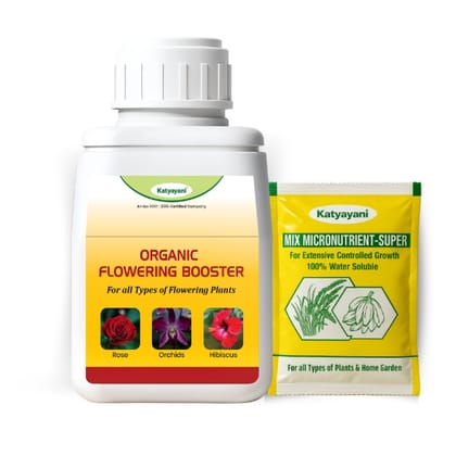 Katyayani Flowering Booster Fertilizer with 10 GM Micronutrient Mix | Bloom Booster for 3X Flowering, Size & Color Enhancement | Garden, Nursery & Farm Use | Improves Soil Health & Flower Yield