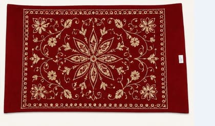 Maroon Kashmiri Embroidery Floor Mat