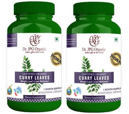 Dr. JPG Organic herbals Curry Leaves Capsules Liver Wellnes 60 Veg. CapsulesI/INDIA ORGANIC Certified (Pack Of 2)