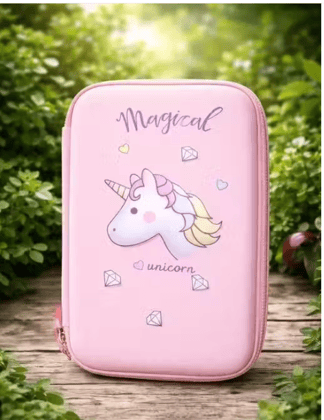 OME COSMETIC Pink Kids Magical Unicorn Themed Pencil Pouch Toy – School Stationery Organizer for Girls