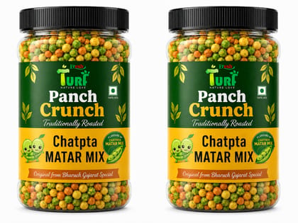 Turf Fresh Premium Panch Crunch MatarMix | Bharuch Special Roasted Five Floavours Chatpta PeasMix | High Panch Protein CrunchyMix Snack | Healthy & Tasty MixNamkeen | Power Packed Anytime Snack