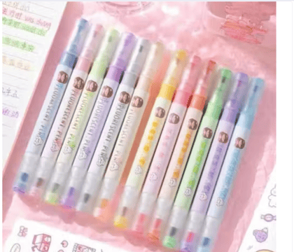 JK 12Pc Double-Head Marker Pens Set with Stickers – Non-Toxic Multicolor Highlighter & Multipurpose Markers JK 12Pc Double-Head Marker Pens Set with Stickers – Non-Toxic Multicolor Highlighter & Multipurpose Markers