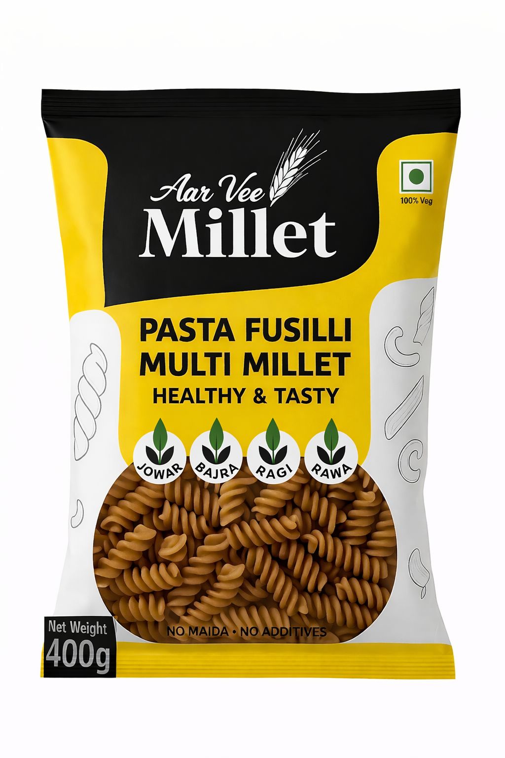 Aarvee Millet Fusilli Pasta 400g , Healthy & Tasty