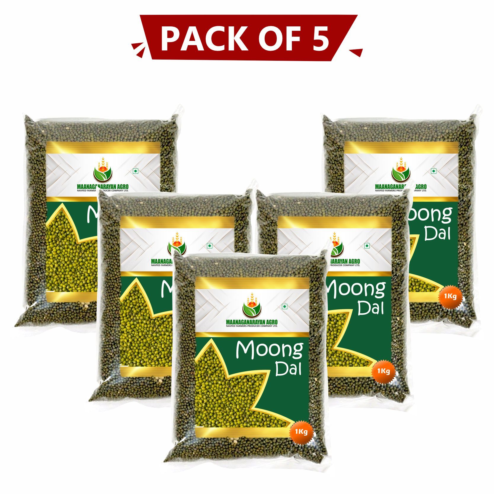 Maanaganarayan Agro Moong Dal (Pack of 5, 1kg each)