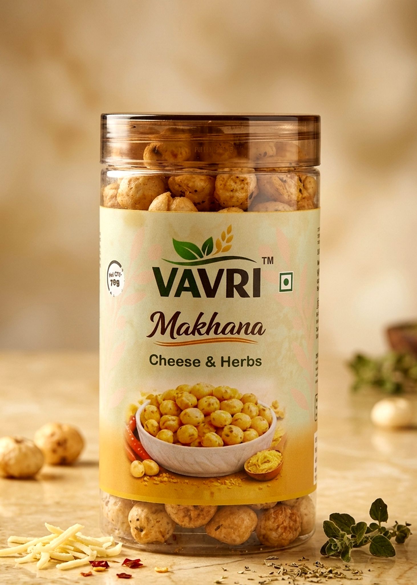 Vavri Healthy Roasted Makhana Combo (3 Units) - Cheese and Herbs Flavor