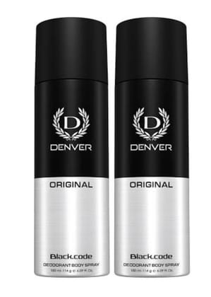 DENVER Black Code Deo - 150ML  each| Long Lasting Deodorant Body Spray for Men set of 2