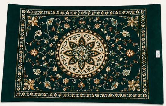 Traditional Embroidered Green and Gold Table Runner