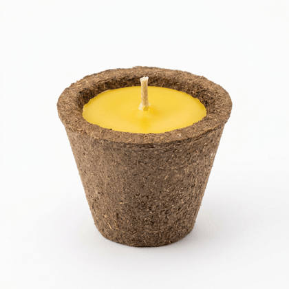 Natural Beeswax Candle in Biodegradable Pot Natural Beeswax Candle in Biodegradable Pot