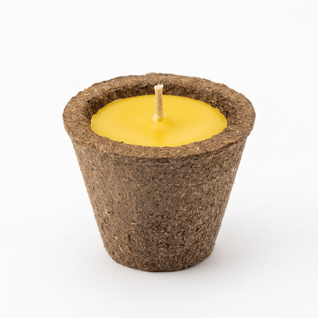 Natural Beeswax Candle in Biodegradable Pot