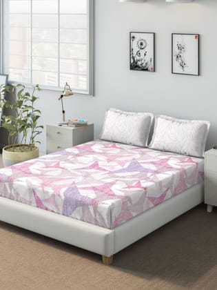 DDecor 100% Combed Cotton King Bedsheet with 2 Pillow Covers | Geometric 136TC | Soft & Comfortable | Perfect for Everyday Bedroom Use | Primary Collection | 229 CM X 274 CM
