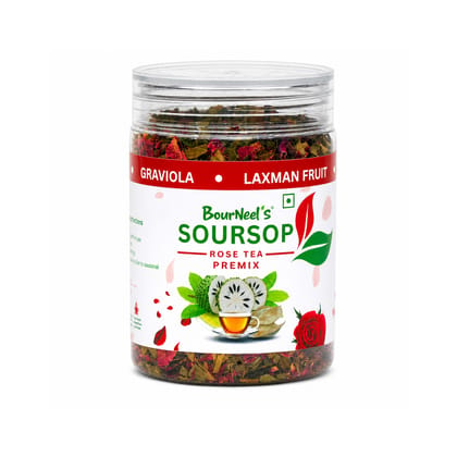 BourNeel's® Soursop Rose Tea Box (20 Bags)|Dipping Tea Bags | Combination of Dry Soursop Leaves & Dry Rose Petals | No Preservatives | Graviola Laxman Phal Dry Leaves | High Vitamin C |Soursop Mint Kadha Tea |