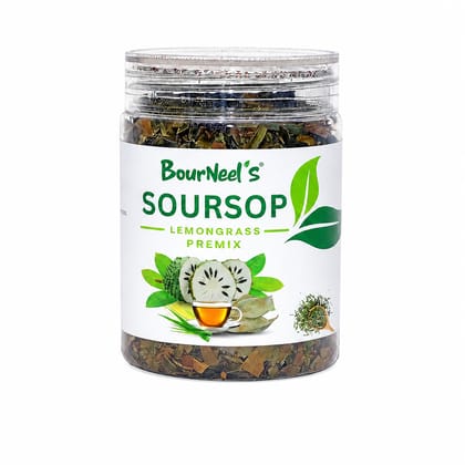 BourNeel's® Soursop Lemongrass Tea Premix 50gm | No Preservatives | Graviola Laxman Phal Leaves | Dry Lemongrass | Soursop Kadha Tea |