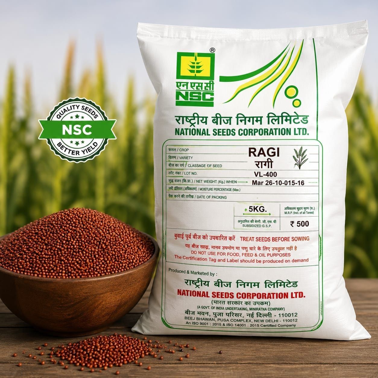 NSC Ragi/VL-400 TL Seed, 5Kg  Biofortified variety