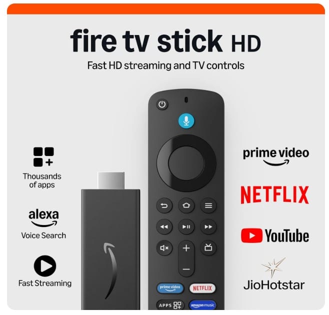 Amazon Fire TV Stick HD (newest model), Alexa Voice Remote with TV power & volume controls, full HD streaming device