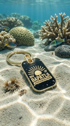 Bay of Bapatla Gold Tone Rectangle Keyring