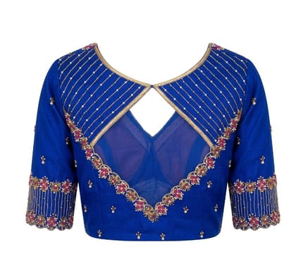 Royal Blue Ari Work Saree Blouse