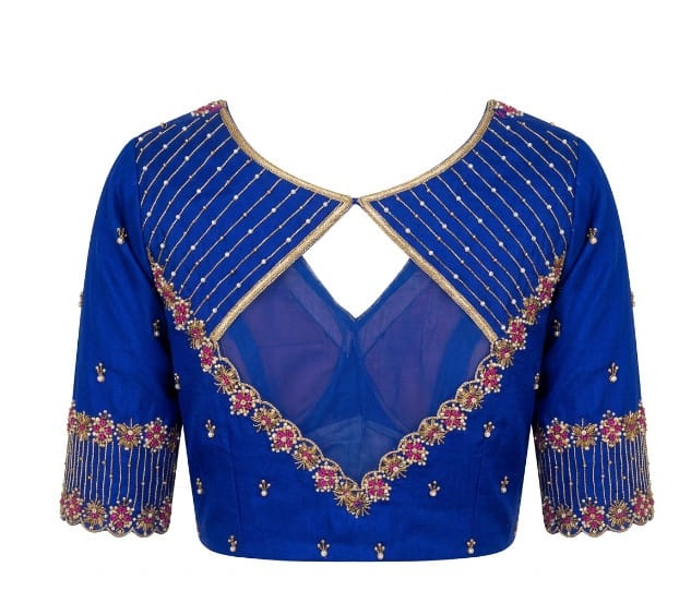Royal Blue Ari Work Saree Blouse
