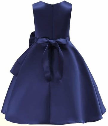 Navy Blue Girls Satin Party Frock with Headband (Free Size) Navy Blue Girls Satin Party Frock with Headband (Free Size)
