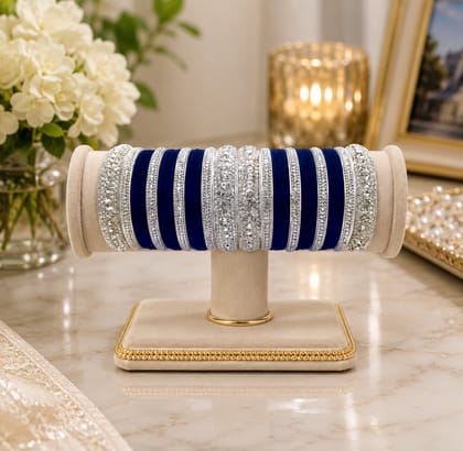 Rivaaz Royal Blue Velvet CZ Bangle Set Rivaaz Royal Blue Velvet CZ Bangle Set