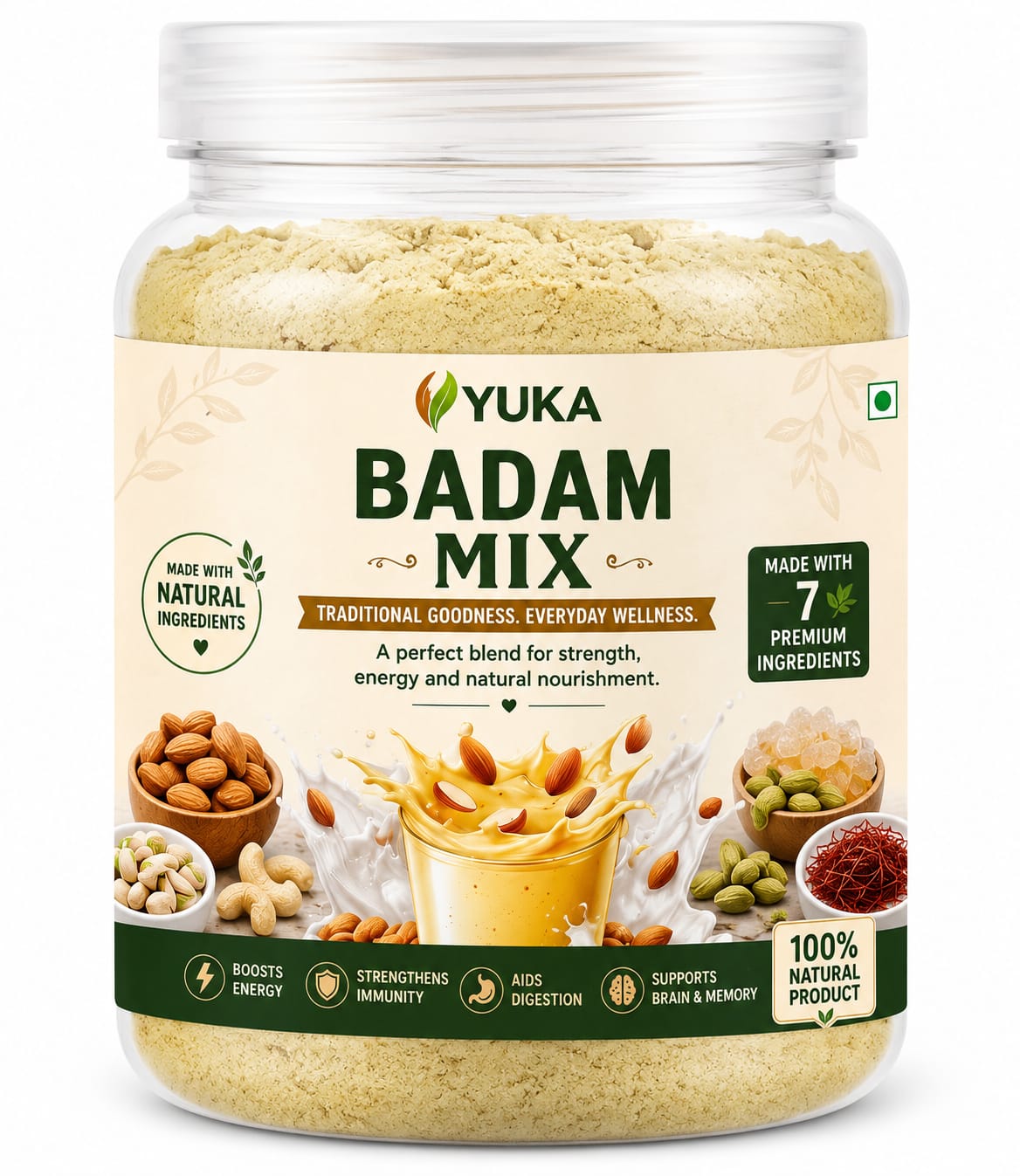 YUKA Badam Mix 100g | Almond, Pistachio & Cashew Health Drink Mix