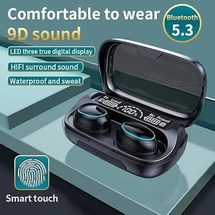 M10 Noise Cancelling Bluetooth Earbuds with Power Bank, Microphone and Touch Controls, Wireless Bluetooth Earbuds with Led Display