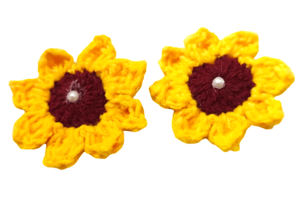 Handmade Crochet Flower Applique (Yellow Sunflower Style)