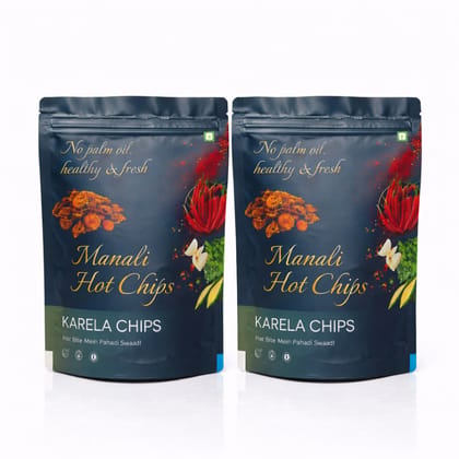 Manali Hot Chips Organic Karela Chips Flavor 55g | Farm Fresh Thin & Crunchy Crispy Snack | No Palm Oil(Pack of 2)