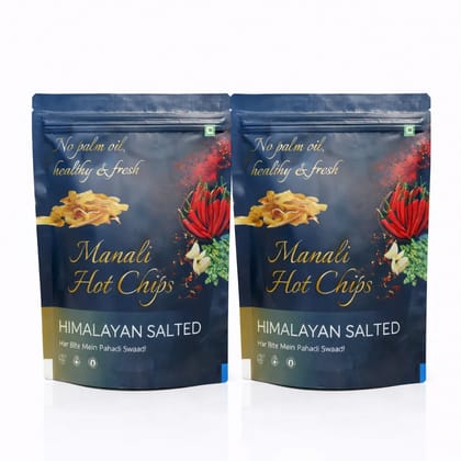 Manali Hot Chips Organic Himalayan Salted Banana Flavor 55g | Farm Fresh Thin & Crunchy Crispy Snack | No Palm Oil(Pack of 2)