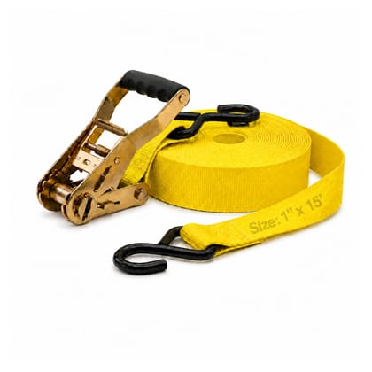 Trion Products Ratchet Tie Down Straps 1 Inch x 15 Feet with S Hooks | Heavy Duty Cargo Lashing Belts for Pick-up Trucks, LCVs, Motorcycles & Cargo Securing | 25MM Ratchet Straps