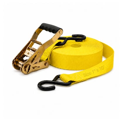 Trion Products Ratchet Tie Down Straps 1 Inch x 10 Feet with S Hooks | Heavy Duty Cargo Lashing Belts for Pick-up Trucks, LCVs, Motorcycles & Cargo Securing | 25MM Ratchet Straps
