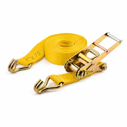 Trion Products Ratchet Tie Down Straps 1 Inch x 15 Feet with J Hooks | Heavy Duty Cargo Lashing Belts for Pick-up Trucks, LCVs, Motorcycles & Cargo Securing | 25MM Ratchet Straps