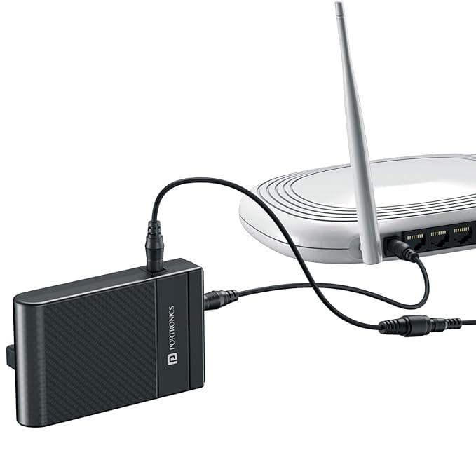 Portronics Power Plus II Mini UPS for 12V-3A WiFi Router Broadband Modem, Backup