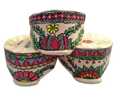 Madhubani / Mithila Painting Silk Paag Pag Set Of 3
