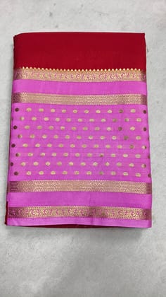 Premium Semi Mysore Silk Saree with Elegant Pink Zari Border - Soft & Comfortable Daily/Party Wear