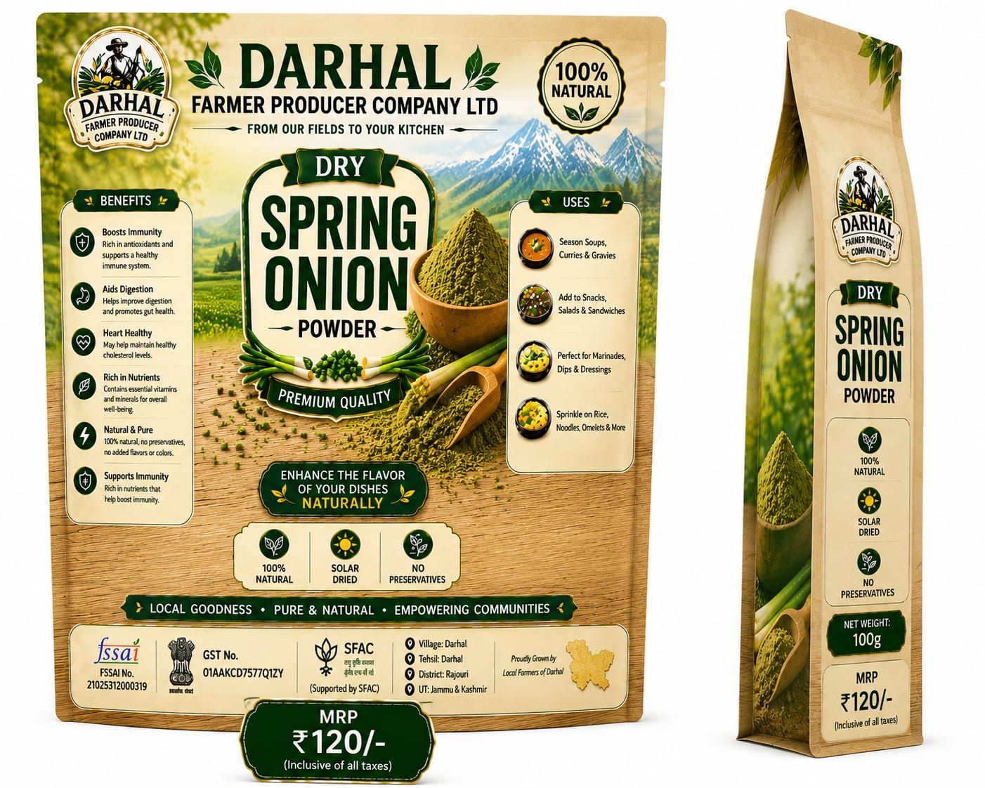 Darhal Dry Spring Onion Powder, 100g