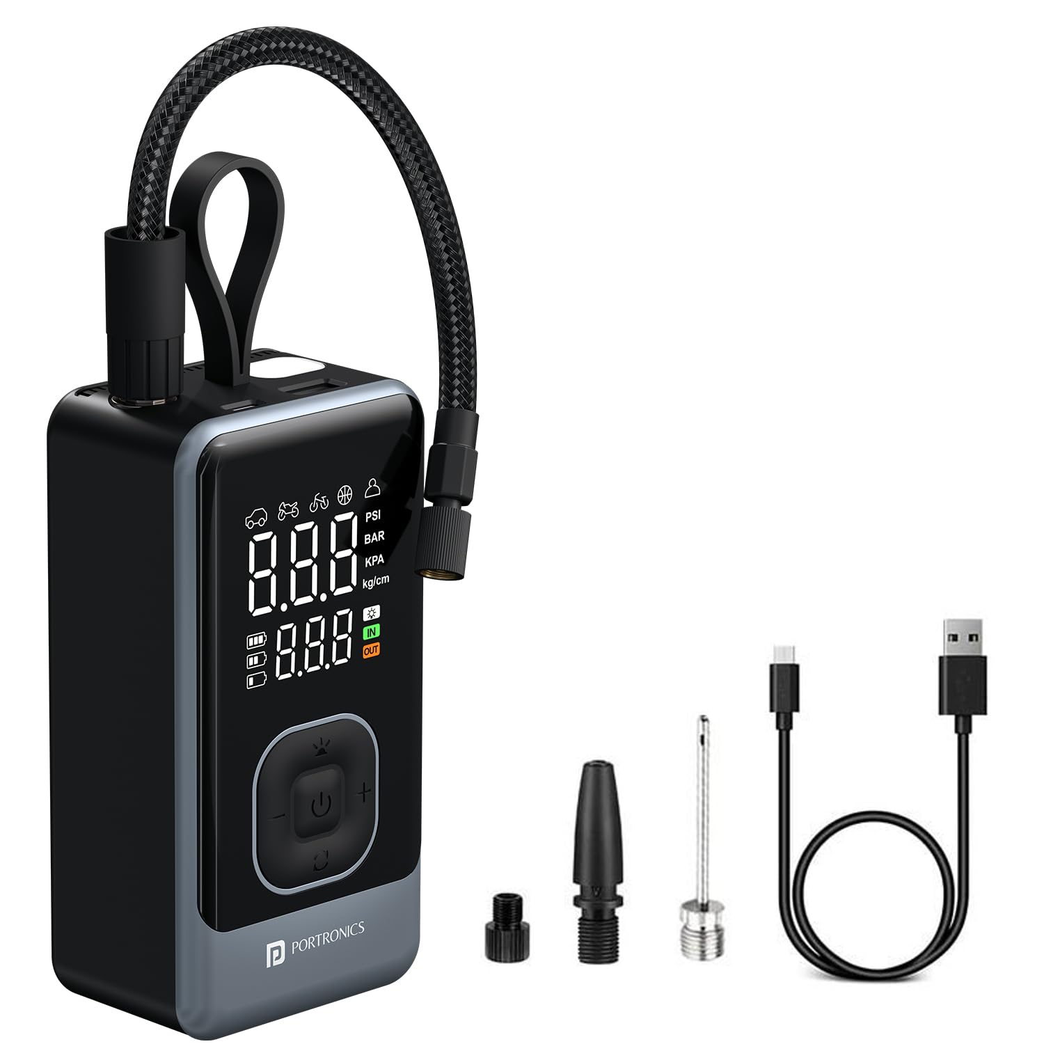 Portronics Vayu 8.0, Digital Rechargeable Tyre Inflator