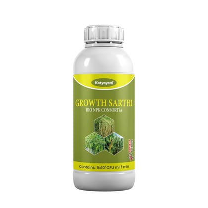 Katyayani Growth Sarthi | Bio NPK Liquid Consortia Fertilizer | 100% Organic Biofertilizer - Improves Soil Fertility, Water Retention & Crop Quality | For All Crops & Gardens