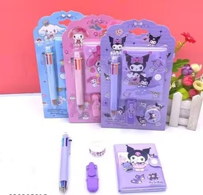 Kuromi Cartoon Stationery Set (4 Pcs)