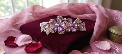 Purple Crystal Floral Hair Barrette / Decorative Fashion Hair Clip Purple Crystal Floral Hair Barrette / Decorative Fashion Hair Clip
