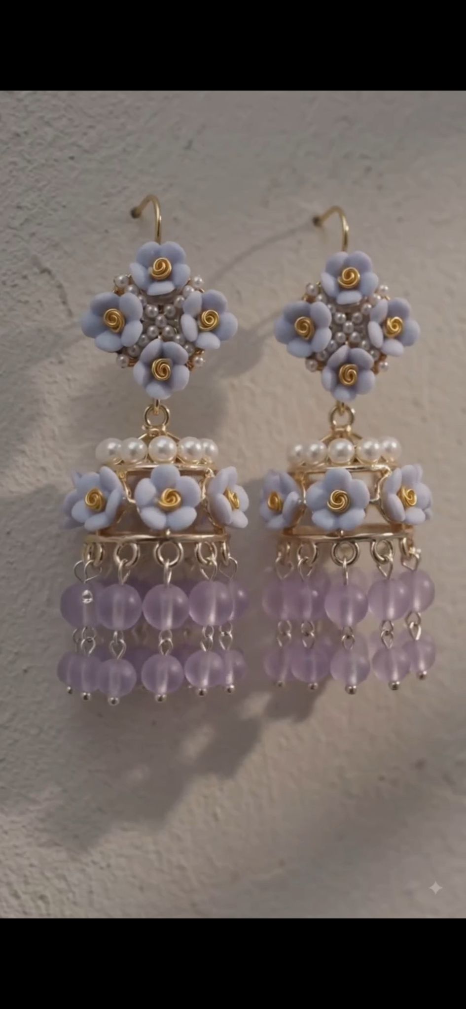 Handcrafted Floral purple Jhumka Earrings 