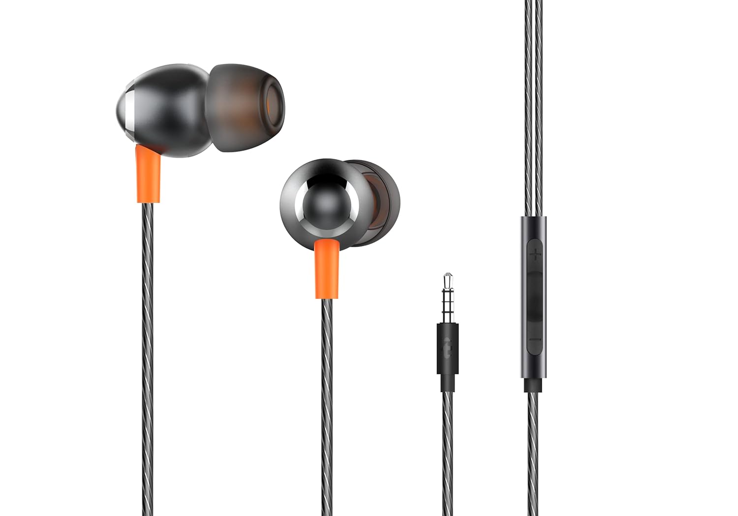 itel IEP-51 Wired Earphone with in-line Mic, 3.5mm Audio Jack, Tangle Free Design, Polished Metal Buds, 10mm Real Bass Drivers, Music & Call Control - Black