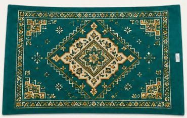 Teal and Gold Traditional Persian Style Small Accent Rug Mat