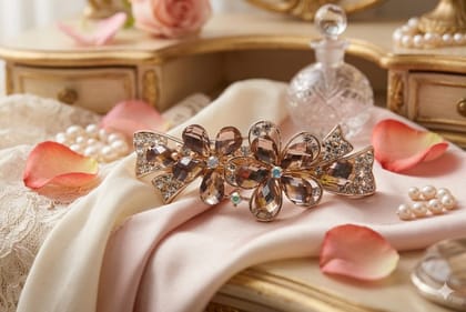 Elegant Crystal Floral Hair Barrette