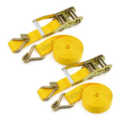 Trion Products Ratchet Tie Down Straps 1 Inch x 15 Feet with J Hooks | Heavy Duty Cargo Lashing Belts for Pick-up Trucks, LCVs, Motorcycles & Cargo Securing | 25MM Ratchet Straps (Pack2)