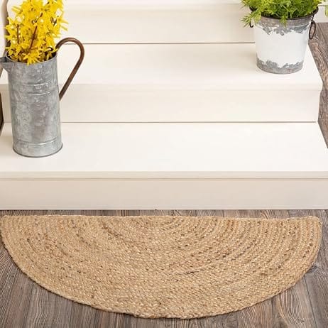AIESY Braided Jute Half Circle Door Mat - Natural