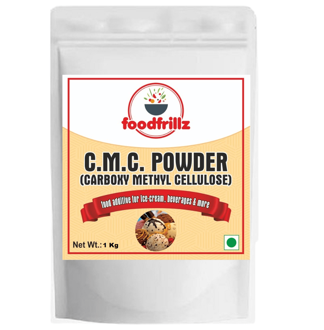foodfrillz CMC  Powder, 1 Kg (Carboxy Methyl Cellulose) | Raising Ingredient Powder | Food Grade | Soft, Smooth and Creamy | Instant Cake Premixes, Ice Creams