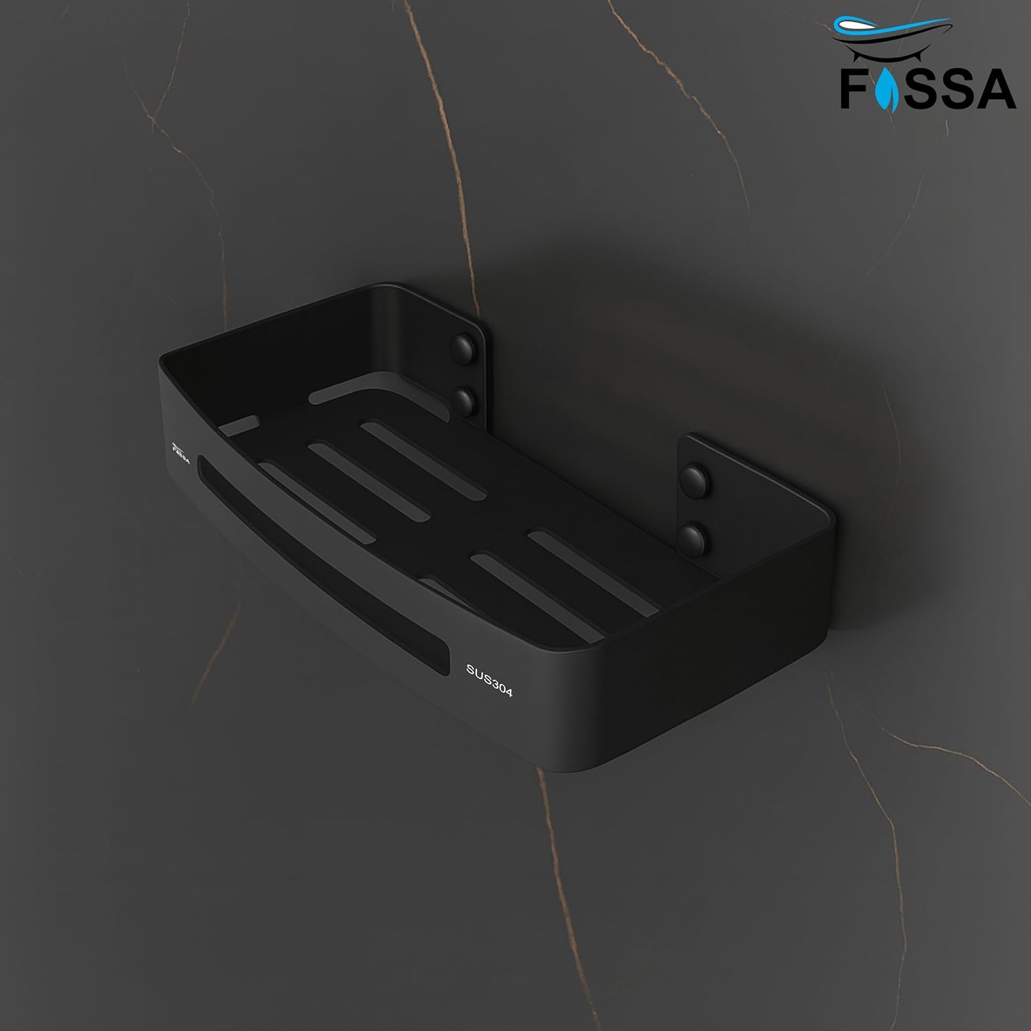 Square Stainless Steel Corner Shelf Set Of 2 (Black )