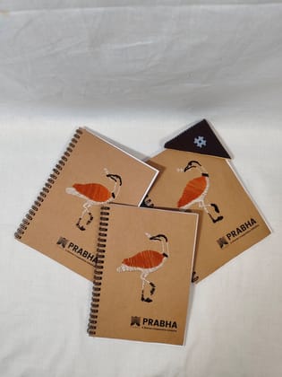 PRABHA Handmade Spiral Notebook with Flamingo Embroidery