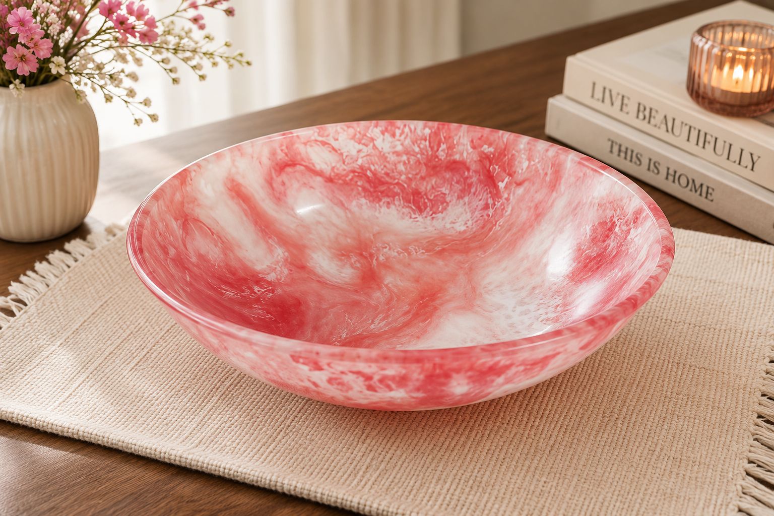 Blush Pearl Resin Decorative Bowl