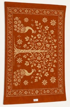 Peacock & Tree of Life Rust Orange Area Rug